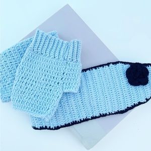 Crochet fingerless mittens and matching headband!